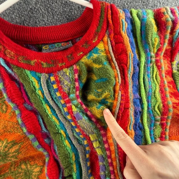 COOGI Australia Pure New Wool Sweater Colorful Red Crew Neck Pullover Medium - Picture 15 of 16